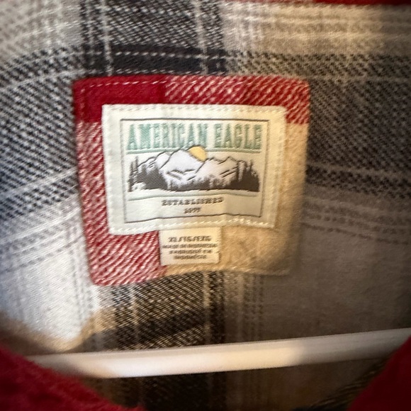 American Eagle Outfitters Red and Gray Plaid Shirt - Picture 3 of 5